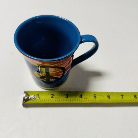 Peace Texas Motor Speedway Coffee Mug Car Racing Symbol Tie Dye Rainbow 12 oz - Picture 8 of 9